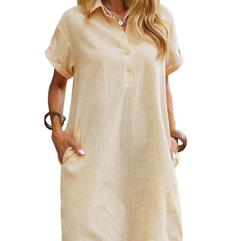 Emma | Breezy Short Sleeve Relaxed Fit Summer Dress for Effortless Style - Eliza-Warszawa