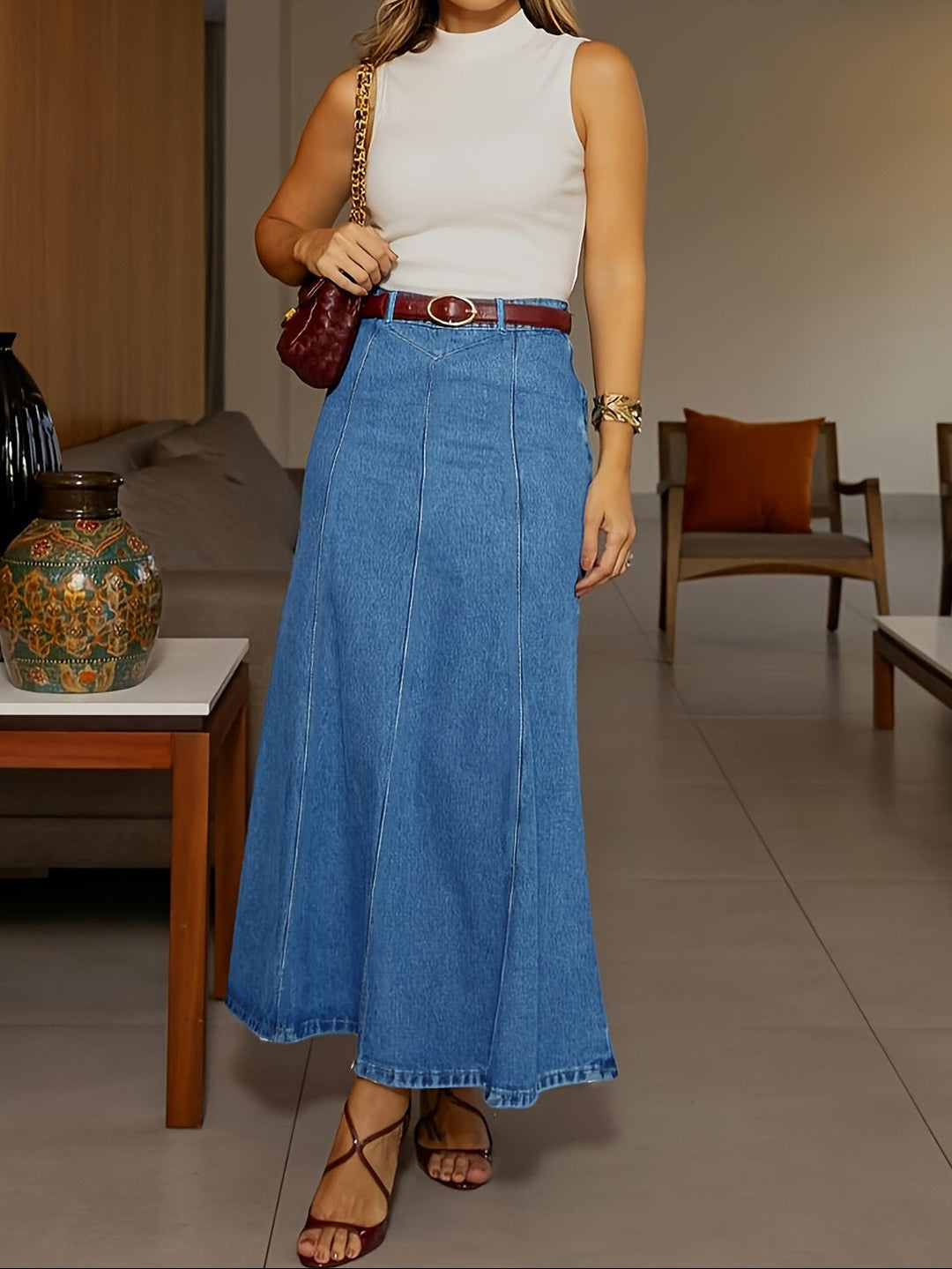 Emma | Denim Maxi Skirt - Eliza-Warszawa