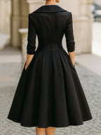 Emma | Elegant Wrap Neckline Flared Midi Dress for Wedding Guests - Eliza-Warszawa