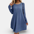 Emma | Soft White Dress with Cozy Long Sleeves and Relaxed Fit - Eliza-Warszawa
