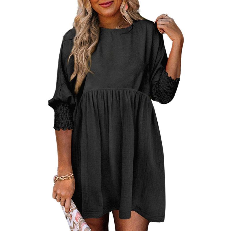 Emma | Versatile Crew Neck Loose Fit Mini Dress for Effortless Style - Eliza-Warszawa