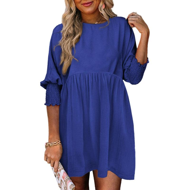Emma | Versatile Crew Neck Loose Fit Mini Dress for Effortless Style - Eliza-Warszawa