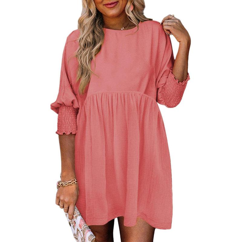 Emma | Versatile Crew Neck Loose Fit Mini Dress for Effortless Style - Eliza-Warszawa