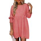 Emma | Versatile Crew Neck Loose Fit Mini Dress for Effortless Style - Eliza-Warszawa