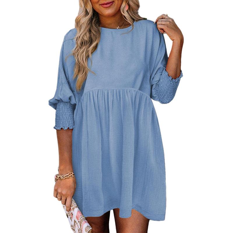 Emma | Versatile Crew Neck Loose Fit Mini Dress for Effortless Style - Eliza-Warszawa