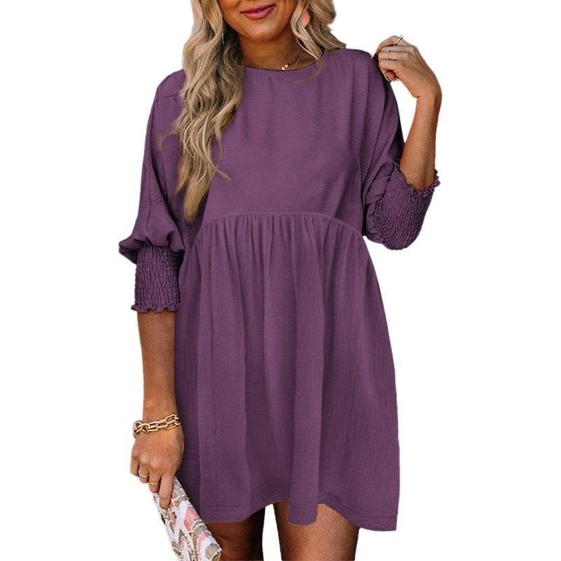 Emma | Versatile Crew Neck Loose Fit Mini Dress for Effortless Style - Eliza-Warszawa