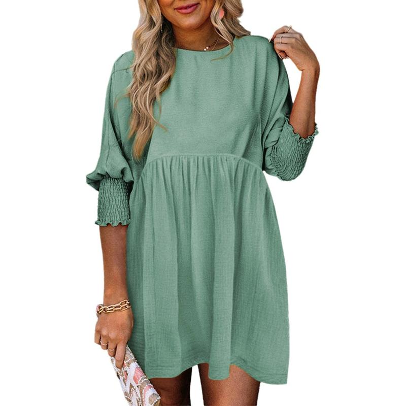 Emma | Versatile Crew Neck Loose Fit Mini Dress for Effortless Style - Eliza-Warszawa