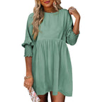 Emma | Versatile Crew Neck Loose Fit Mini Dress for Effortless Style - Eliza-Warszawa