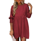 Emma | Versatile Crew Neck Loose Fit Mini Dress for Effortless Style - Eliza-Warszawa