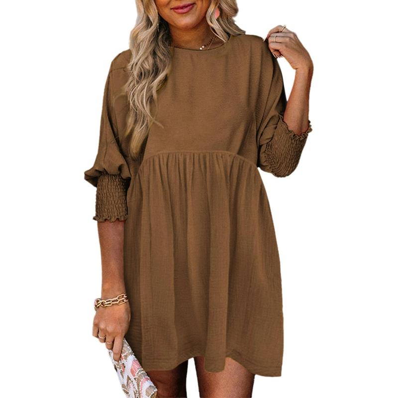 Emma | Versatile Crew Neck Loose Fit Mini Dress for Effortless Style - Eliza-Warszawa