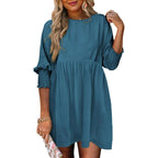 Emma | Versatile Crew Neck Loose Fit Mini Dress for Effortless Style - Eliza-Warszawa