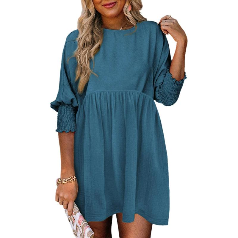 Emma | Versatile Crew Neck Loose Fit Mini Dress for Effortless Style - Eliza-Warszawa