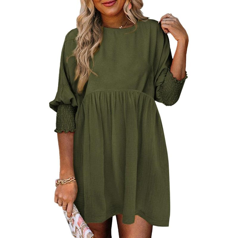 Emma | Versatile Crew Neck Loose Fit Mini Dress for Effortless Style - Eliza-Warszawa