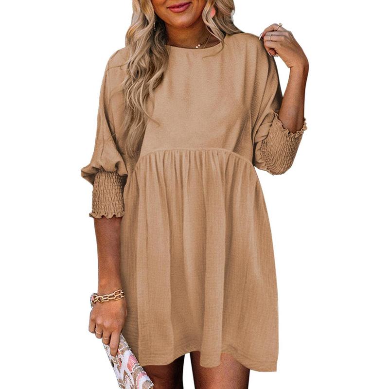 Emma | Versatile Crew Neck Loose Fit Mini Dress for Effortless Style - Eliza-Warszawa