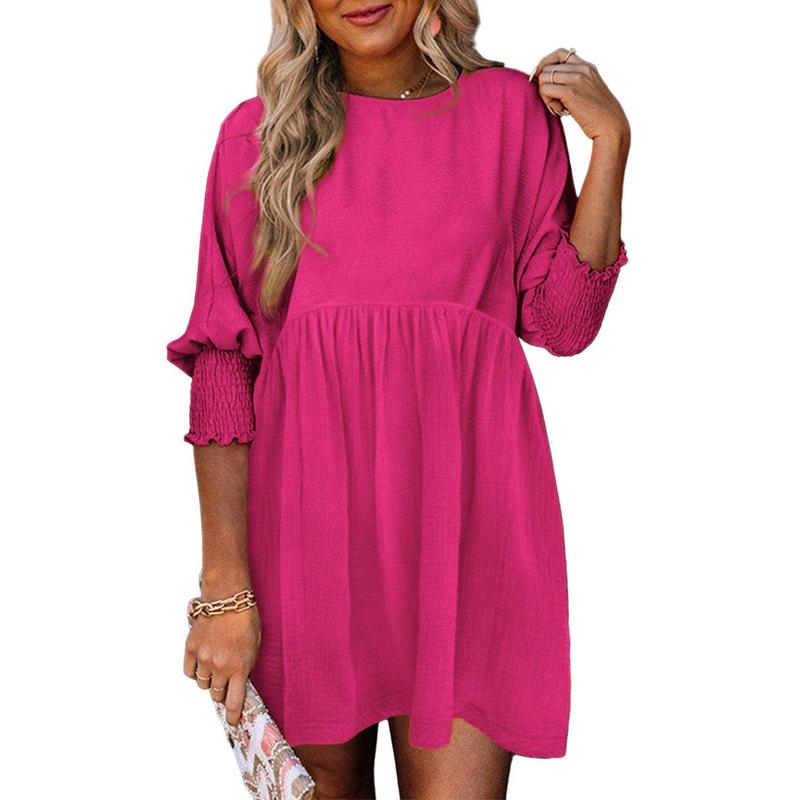 Emma | Versatile Crew Neck Loose Fit Mini Dress for Effortless Style - Eliza-Warszawa