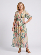 Eulalie | Short-Sleeve Midi Dress with a Fitted V-Waist - Eliza-Warszawa