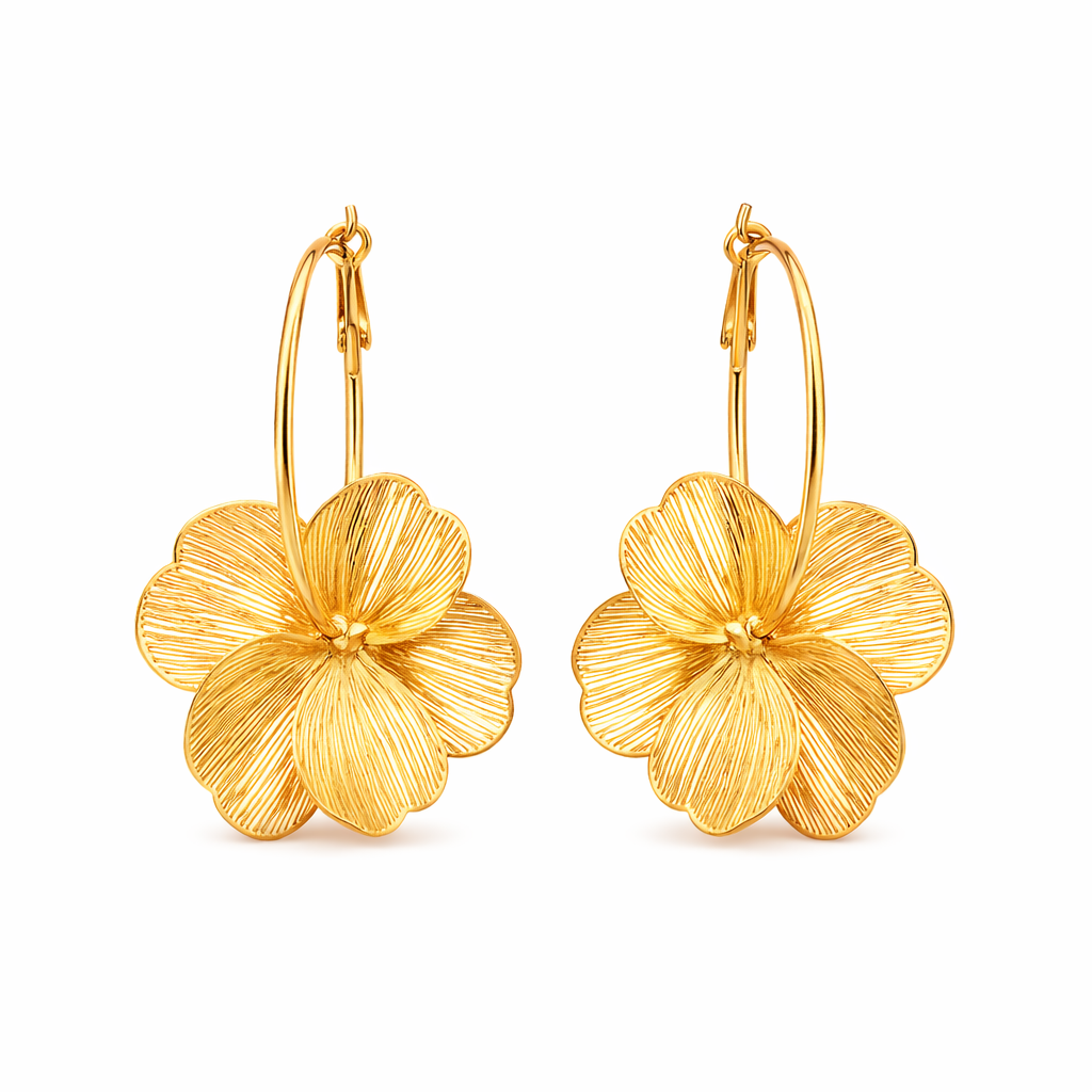 Exaggerated Gold Hollow Earrings