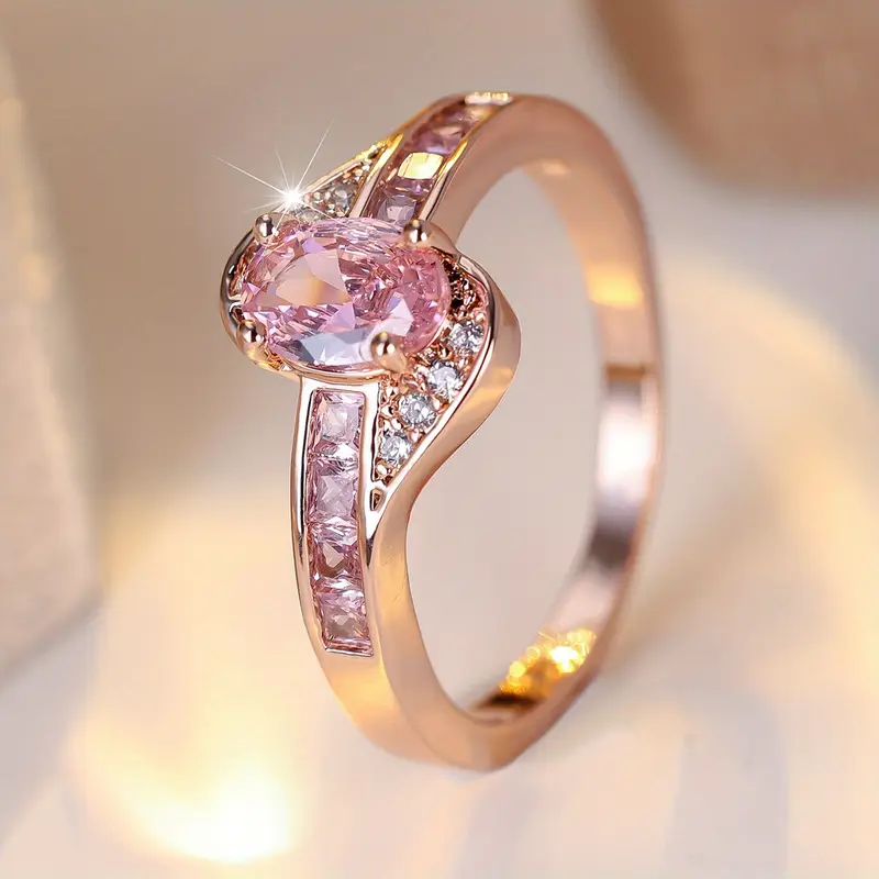 Exclusive Rose Crystal Gold Ring - Eliza-Warszawa