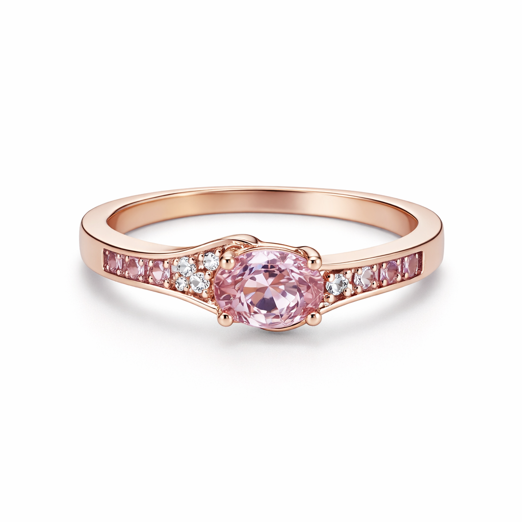 Exclusive Rose Crystal Gold Ring - Eliza-Warszawa