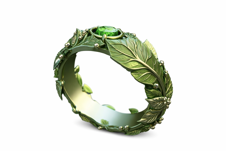 Exotic Green Leaf Ring