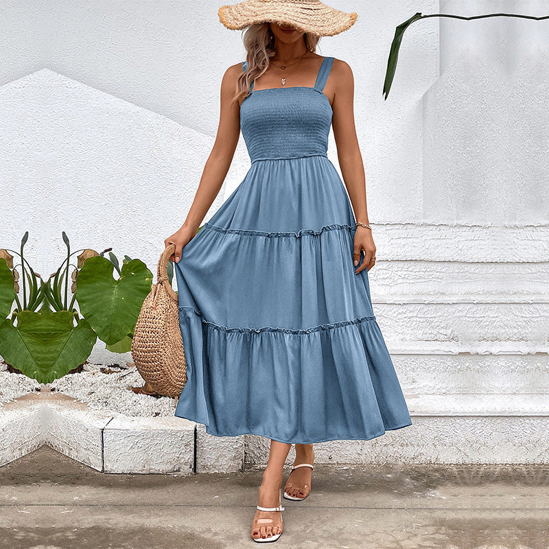 FIORELLE™ – Vintage Frill Hem Shirred Backless Sundress - Eliza-Warszawa
