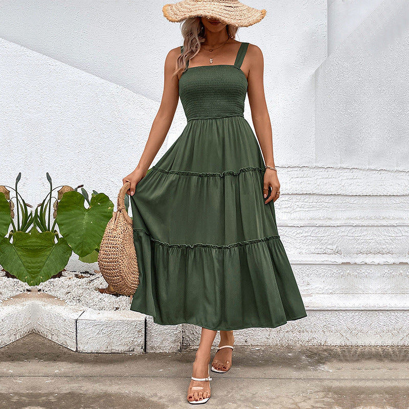 FIORELLE™ – Vintage Frill Hem Shirred Backless Sundress - Eliza-Warszawa