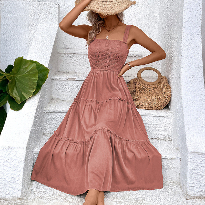 FIORELLE™ – Vintage Frill Hem Shirred Backless Sundress - Eliza-Warszawa