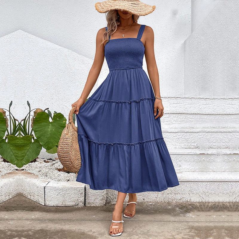 FIORELLE™ – Vintage Frill Hem Shirred Backless Sundress - Eliza-Warszawa