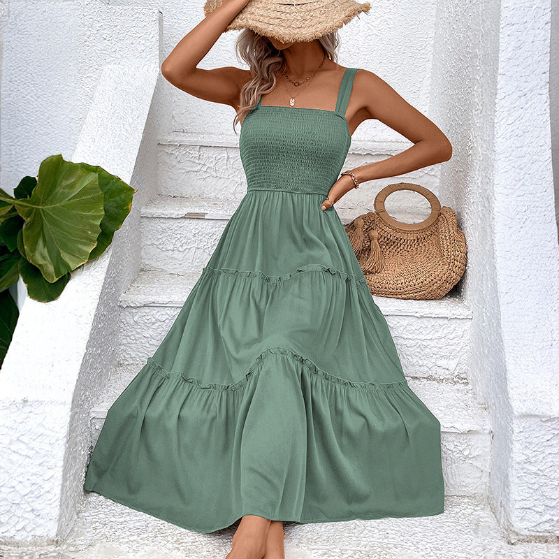 FIORELLE™ – Vintage Frill Hem Shirred Backless Sundress - Eliza-Warszawa