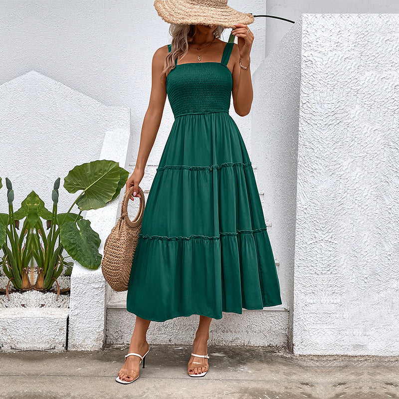 FIORELLE™ – Vintage Frill Hem Shirred Backless Sundress - Eliza-Warszawa