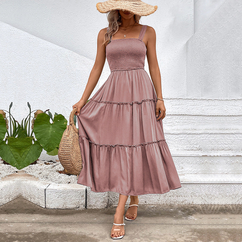 FIORELLE™ – Vintage Frill Hem Shirred Backless Sundress - Eliza-Warszawa