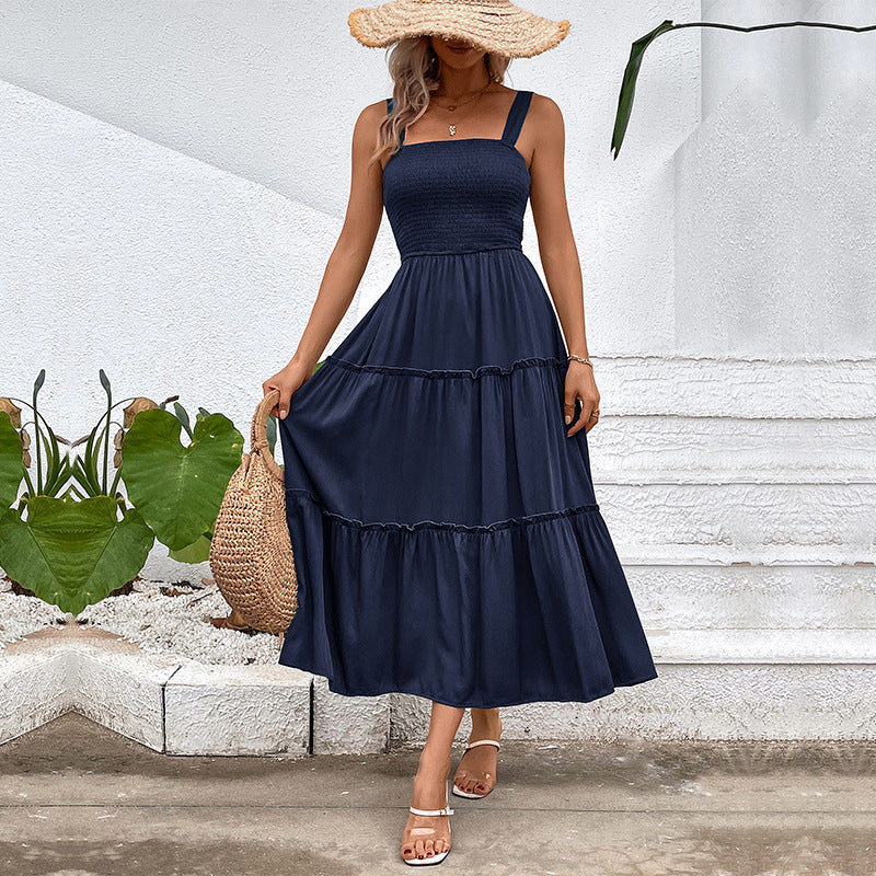 FIORELLE™ – Vintage Frill Hem Shirred Backless Sundress - Eliza-Warszawa