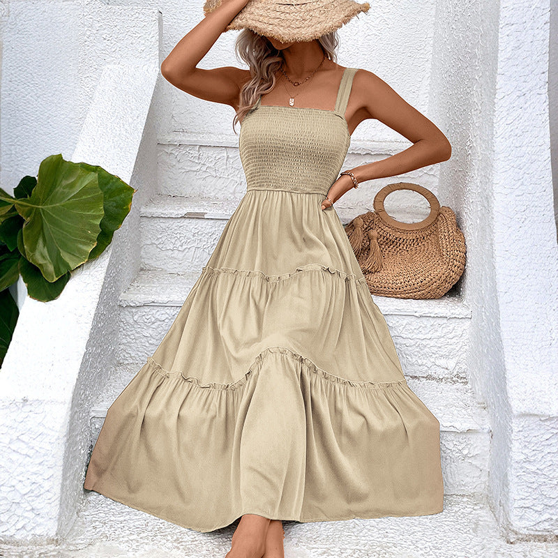 FIORELLE™ – Vintage Frill Hem Shirred Backless Sundress - Eliza-Warszawa