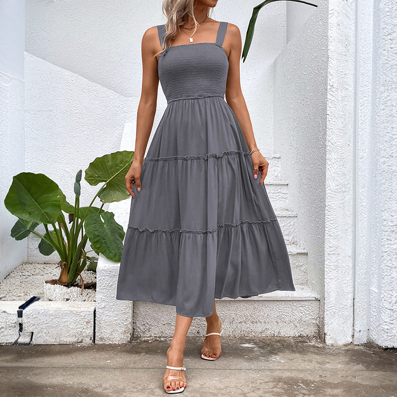 FIORELLE™ – Vintage Frill Hem Shirred Backless Sundress - Eliza-Warszawa