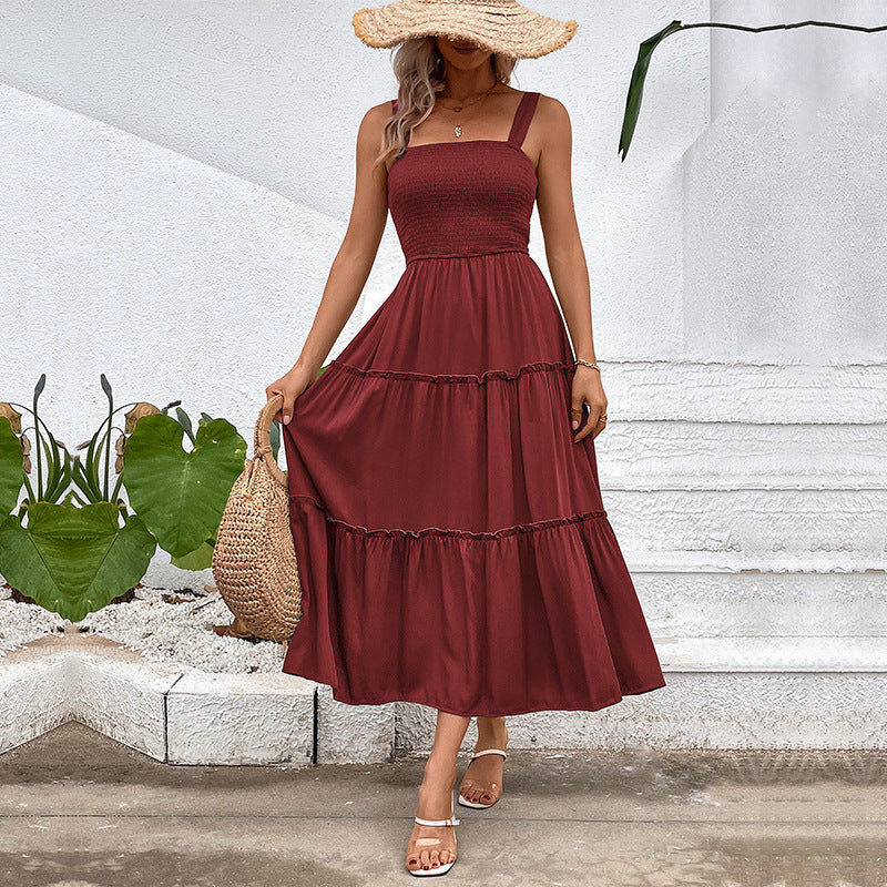 FIORELLE™ – Vintage Frill Hem Shirred Backless Sundress - Eliza-Warszawa