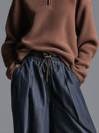 Fashion Retro Elastic Waist Navy Blue Lantern Jeans - Eliza-Warszawa
