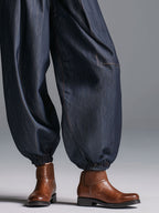 Fashion Retro Elastic Waist Navy Blue Lantern Jeans - Eliza-Warszawa
