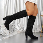 Faux Suede Mid-calf Chunky Heel Boots - Eliza-Warszawa