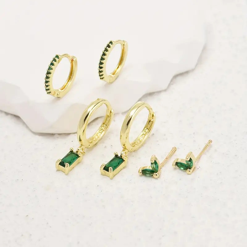Fiorenza Viridelle Earrings Set | Gold - Eliza-Warszawa