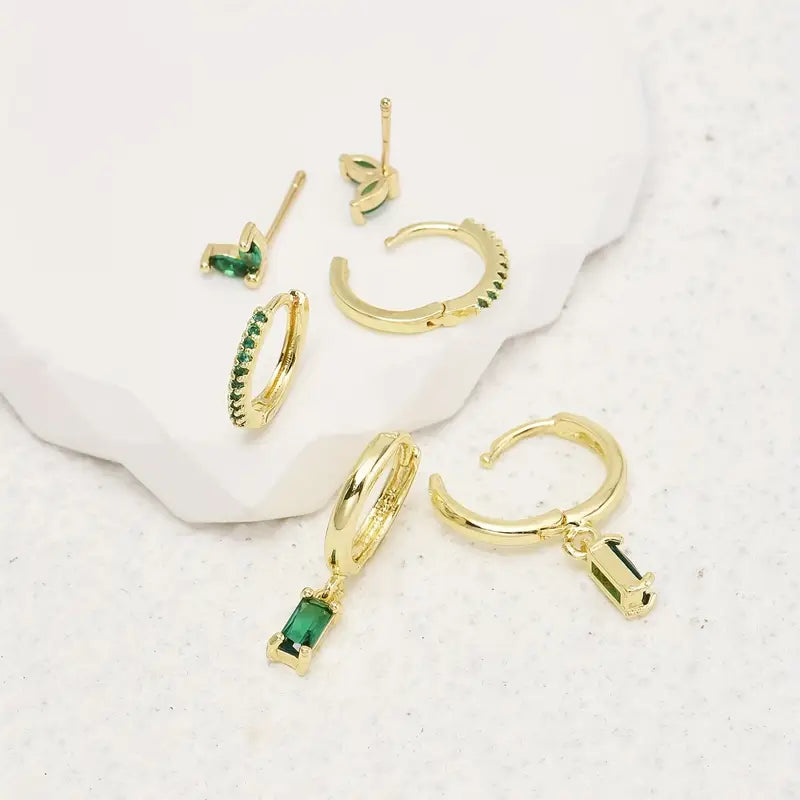 Fiorenza Viridelle Earrings Set | Gold - Eliza-Warszawa