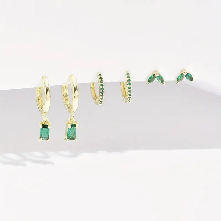 Fiorenza Viridelle Earrings Set | Gold - Eliza-Warszawa