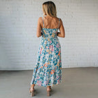 Floral Maxi Dress Smocked Bodice Adjustable Straps - Eliza-Warszawa