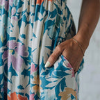Floral Maxi Dress Smocked Bodice Adjustable Straps - Eliza-Warszawa