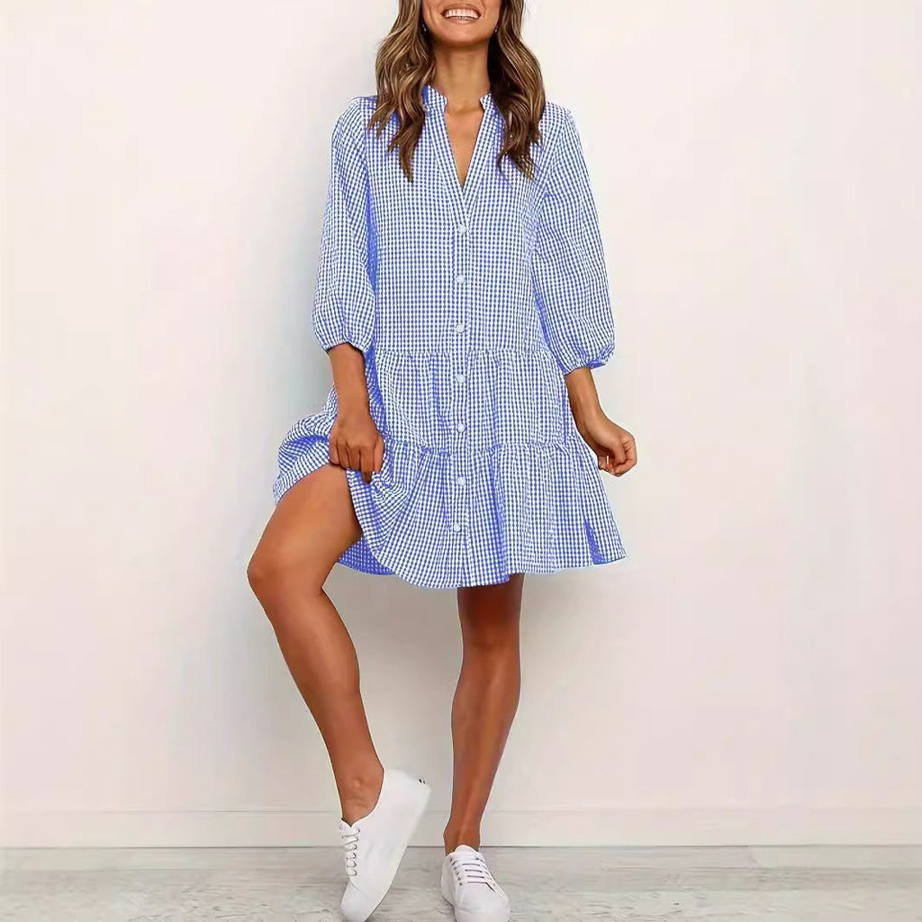 GARDENIA™ – Classic Button Front Ruffle Hem Mini Dress - Eliza-Warszawa