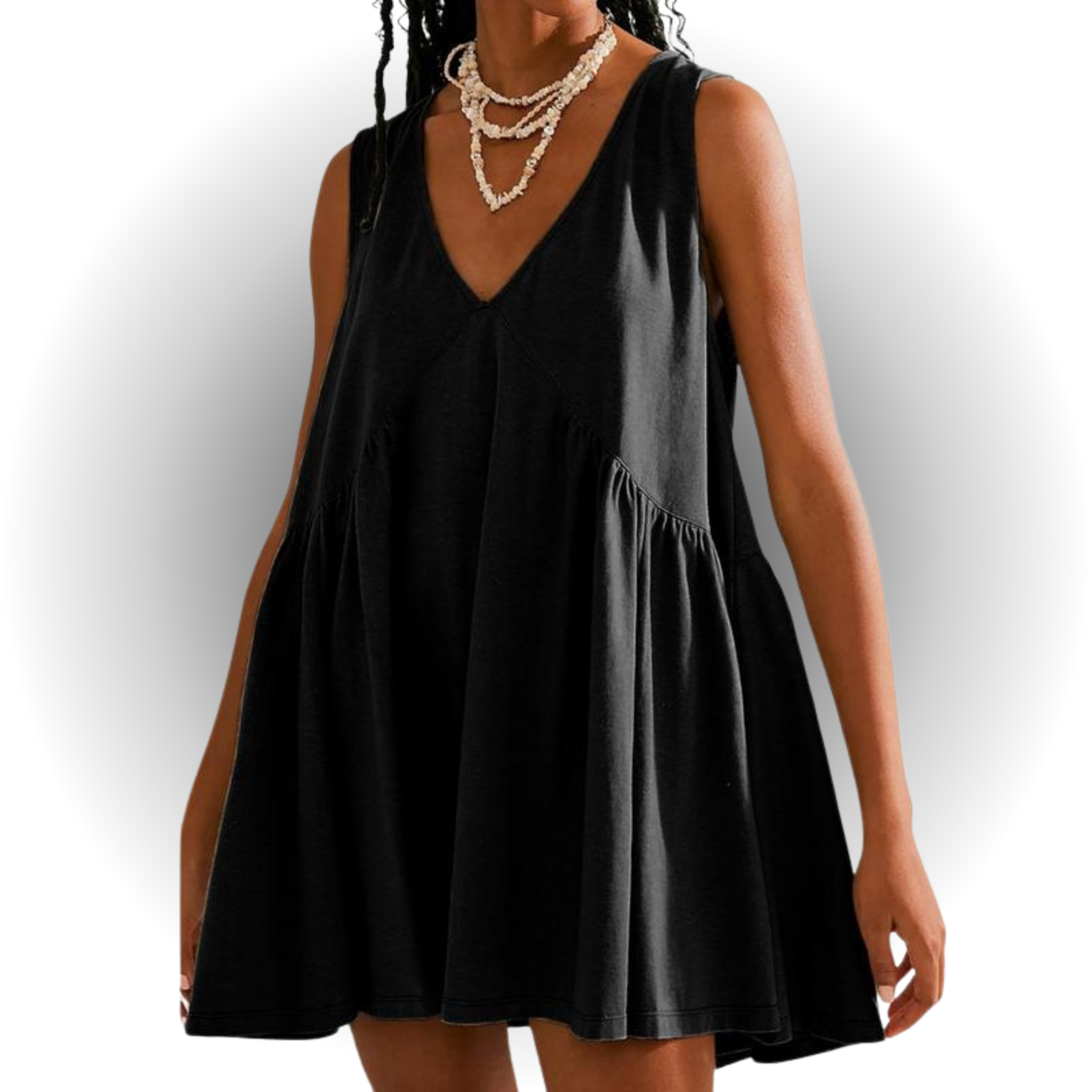 GARNETH™ – Casual Summer Sleeveless V-Neck Mini Dress - Eliza-Warszawa