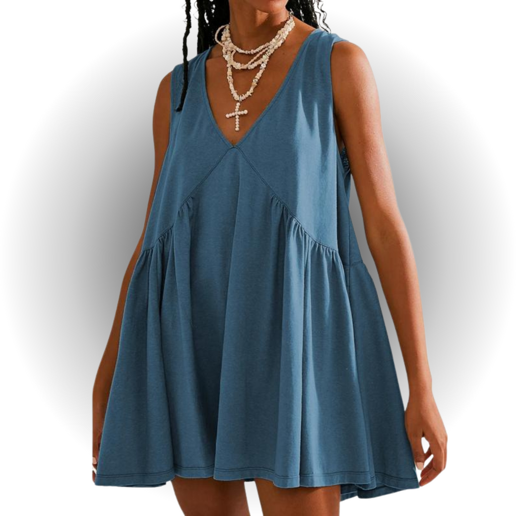 GARNETH™ – Casual Summer Sleeveless V-Neck Mini Dress - Eliza-Warszawa
