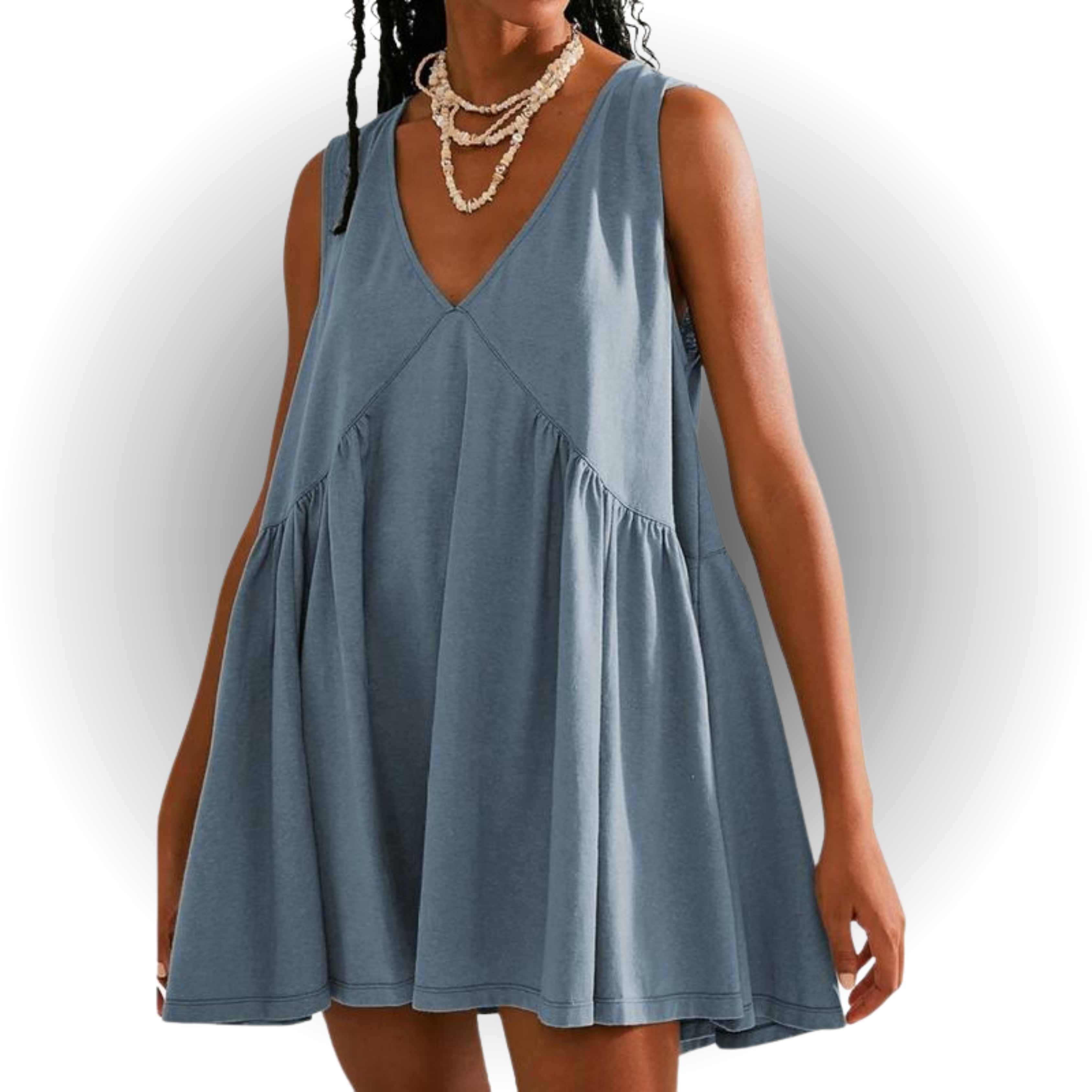 GARNETH™ – Casual Summer Sleeveless V-Neck Mini Dress - Eliza-Warszawa