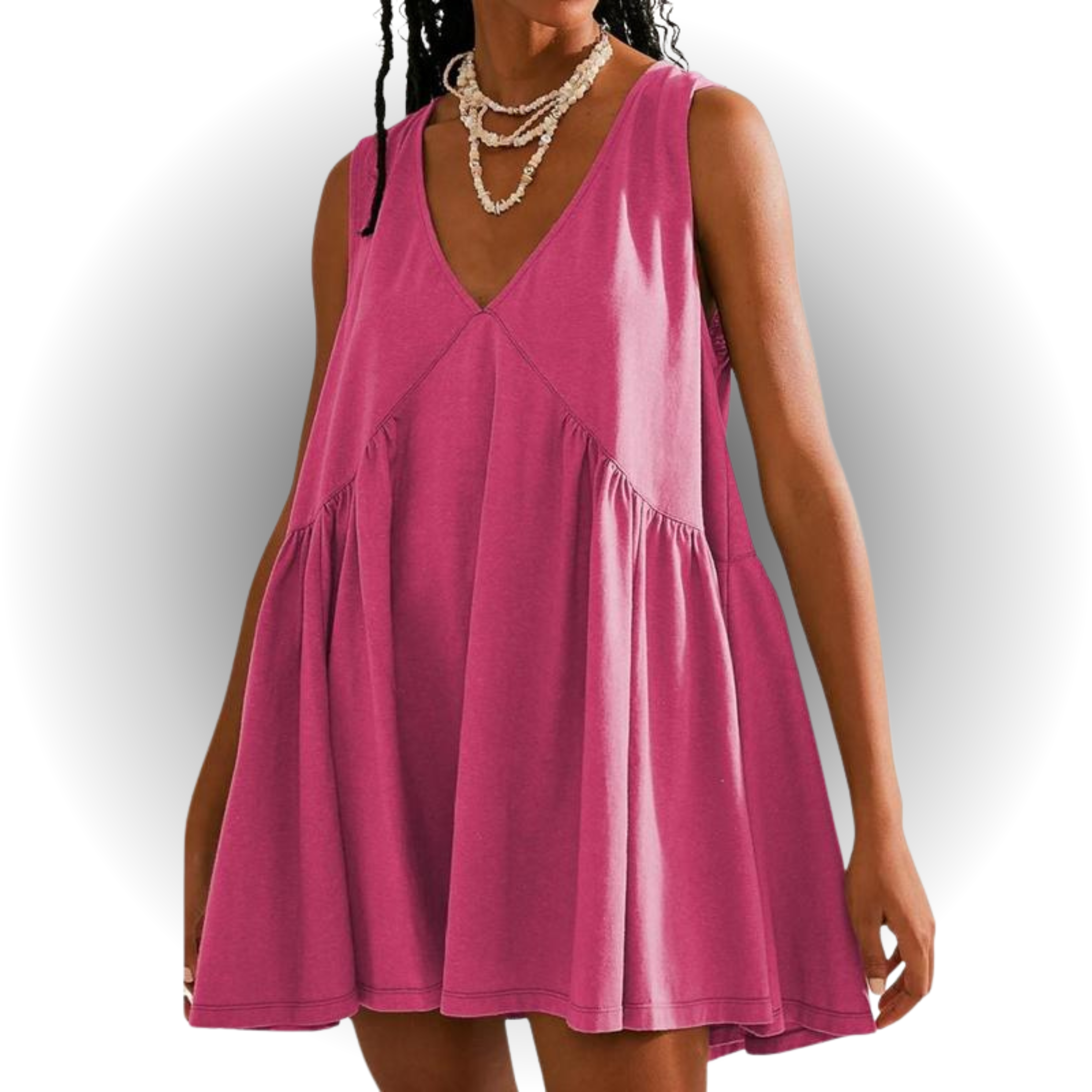 GARNETH™ – Casual Summer Sleeveless V-Neck Mini Dress - Eliza-Warszawa