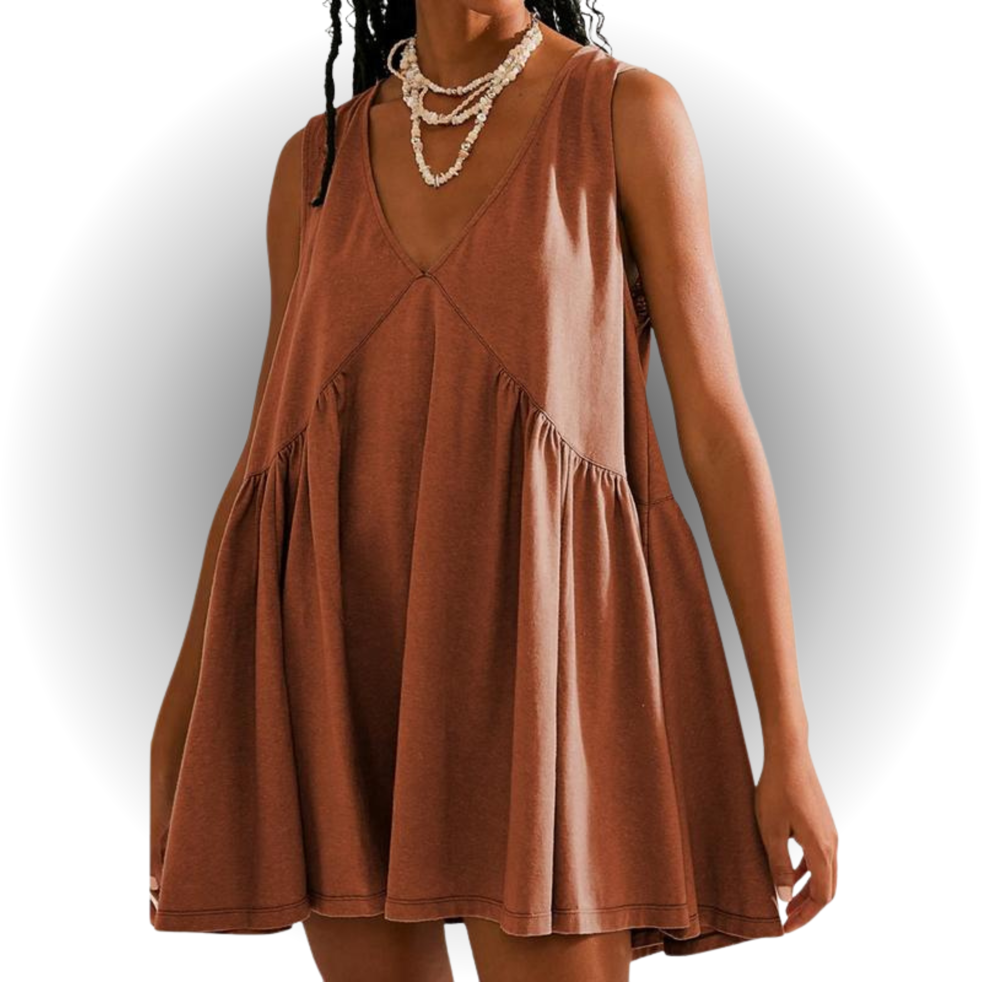 GARNETH™ – Casual Summer Sleeveless V-Neck Mini Dress - Eliza-Warszawa