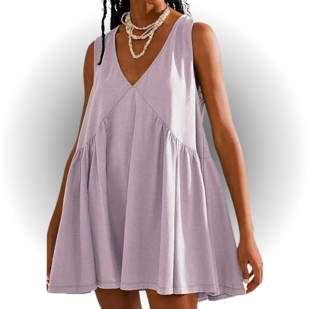 GARNETH™ – Casual Summer Sleeveless V-Neck Mini Dress - Eliza-Warszawa